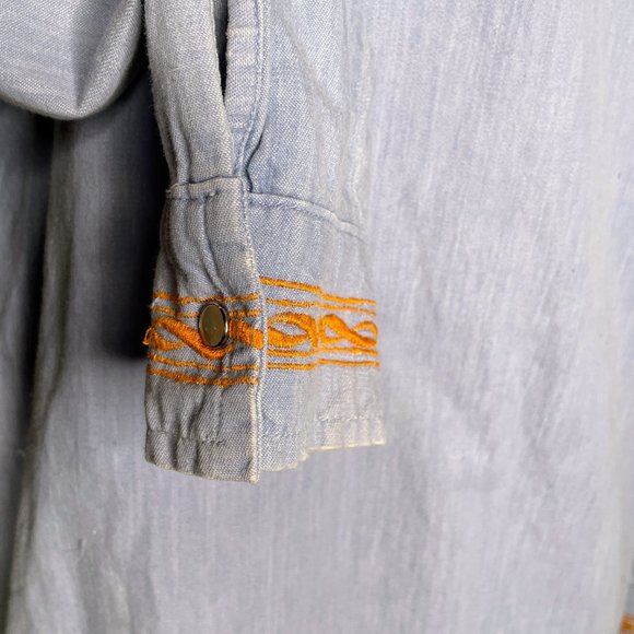 Vintage 70s La Fiesta Boho Hippie Embroidered Birds & Flowers Collared Shirt - Picture 10 of 14